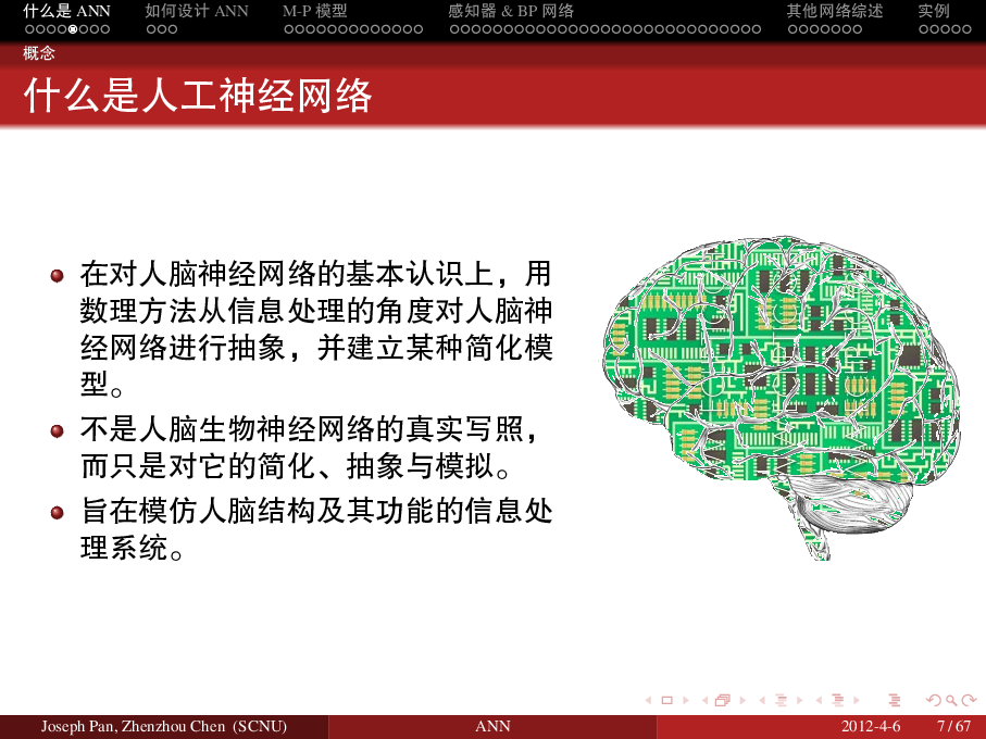 beamer 制作的 人工神经网络漫谈 演示文稿 潘伟洲