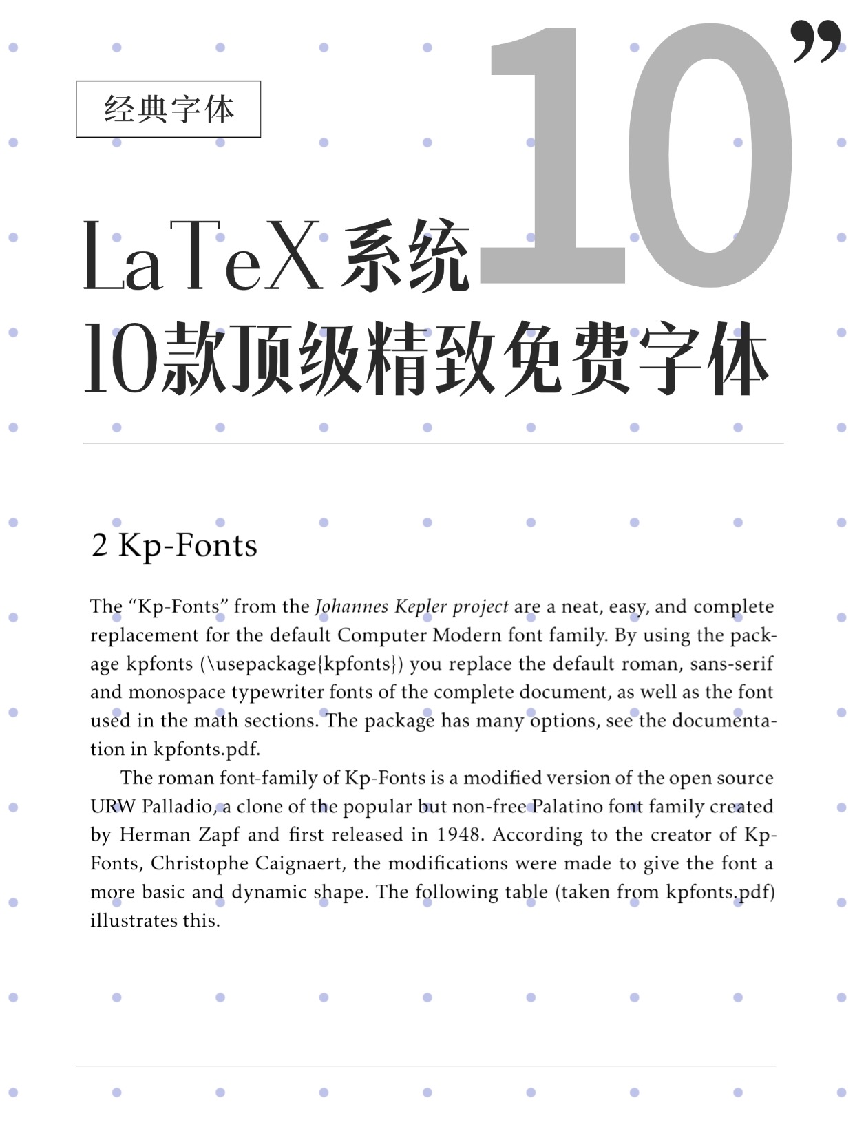 十款精选的 LaTeX 精美字体-全免费，不用 cmr 就盲选这些字体吧